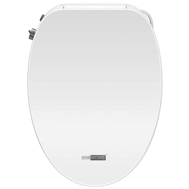 VIVOHOME Smart Heated Bidet Toilet Seat with Self-Cleaning Nozzle for Rear and Front Cleansing, Warm Air Dryer with Adjustable Temperature Settings, Soft Close Lid, Nightlight