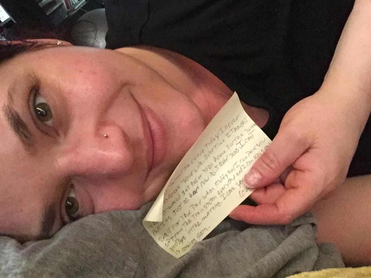 2017: Duane often wrote Kimberly sweet love notes to make the time apart a little easier. He still does to this day!