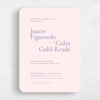 Pink Rounded Wedding Invitation - Violetta Classic