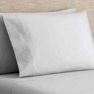 PB Classic 400-Thread-Count Organic Extra Pillowcases, Set of 2, Standard, Gray Mist