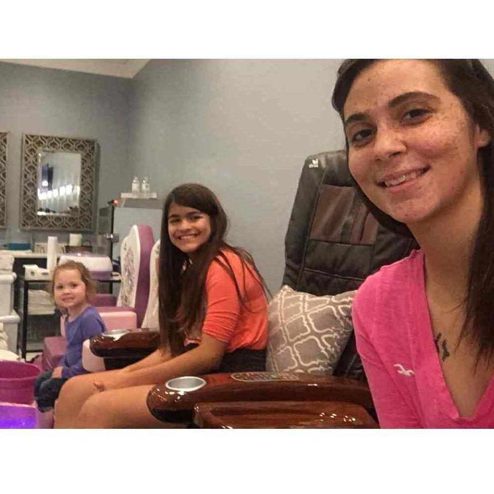 Mani Pedis with two of my girls, Scarlett and Aurora, Age 3 and 10