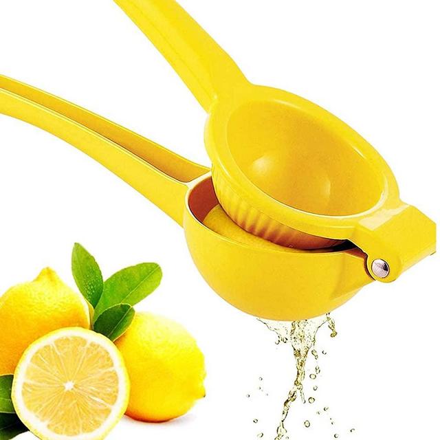 Premium Quality Metal Lemon Squeezer, Lime Juice Press, Manual Press Citrus Juicer For Squeeze The Freshest Juice - Yellow (A-Yellow)
