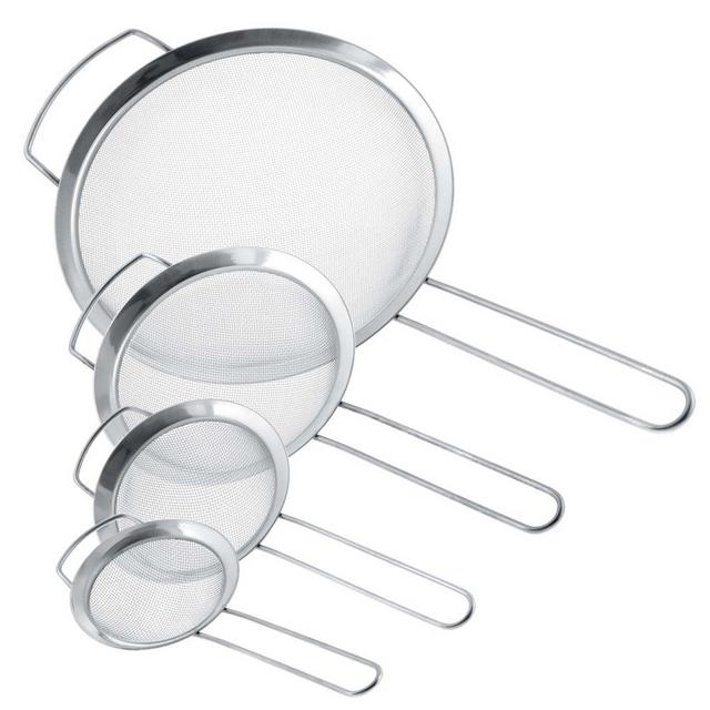 U.S. Kitchen Supply Set of 4 Fine Mesh Stainless Steel Strainers with Wide Ear Design, 3", 4", 5.5", 8"