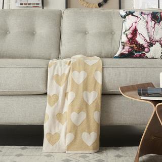 Mina Victory Plush Lines Metallic Hearts Throw Blanket