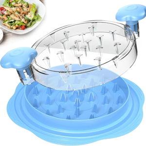 Chicken Shredder Large Chicken Breast Shredder Tool Twist with Brush&Fork, Visible Meat Shredder Machine, Anti-Slip Strip, Ergonomic Handle, BPA Free, Suitable for Pork Beef Chicken(Sky Blue)