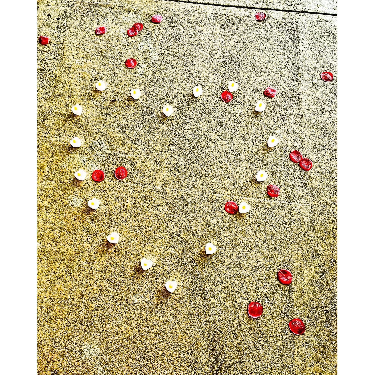 Candles and flower petals Kadin set up where he proposed <3
