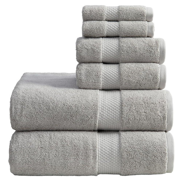 Springtree Home Grey Bath Towels Set of 6 | Classic Hotel Bath Towels | 100% Combed Cotton | Absorbent Quick-Dry Gray Towels for Bathroom | Oeko-TEX® Standard 100 Cotton | Cynewski Collection - Grey
