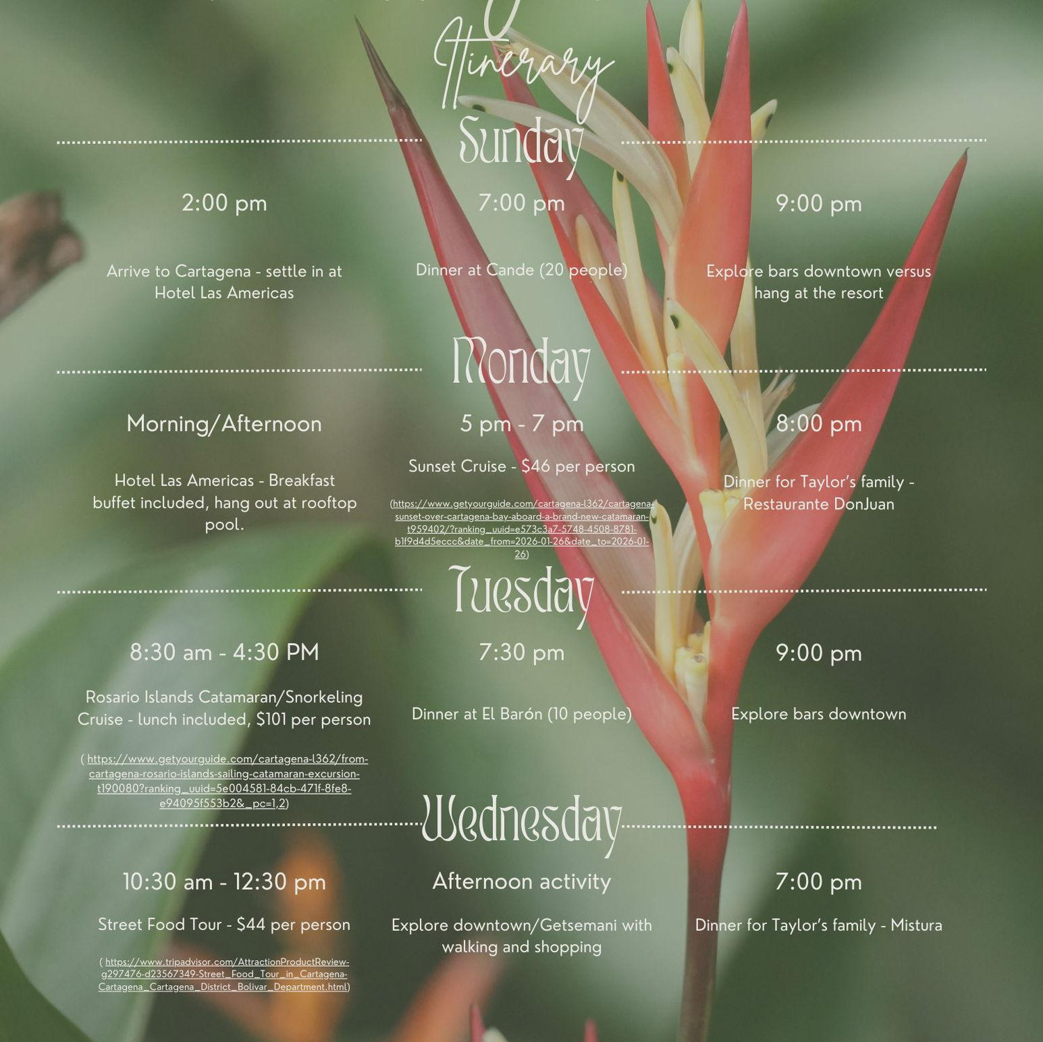 Itinerary - Part 1
