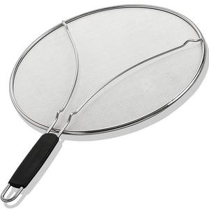Grease Splatter Screen for Frying Pan 9.5" - Stops 99% of Hot Oil Splash - Protects Skin from Burns - Splatter Guard for Cooking - Iron Skillet Lid Keeps Kitchen Clean - Stainless Steel