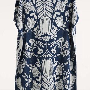 Kenia Cotton Knit Throw Blanket - Blue