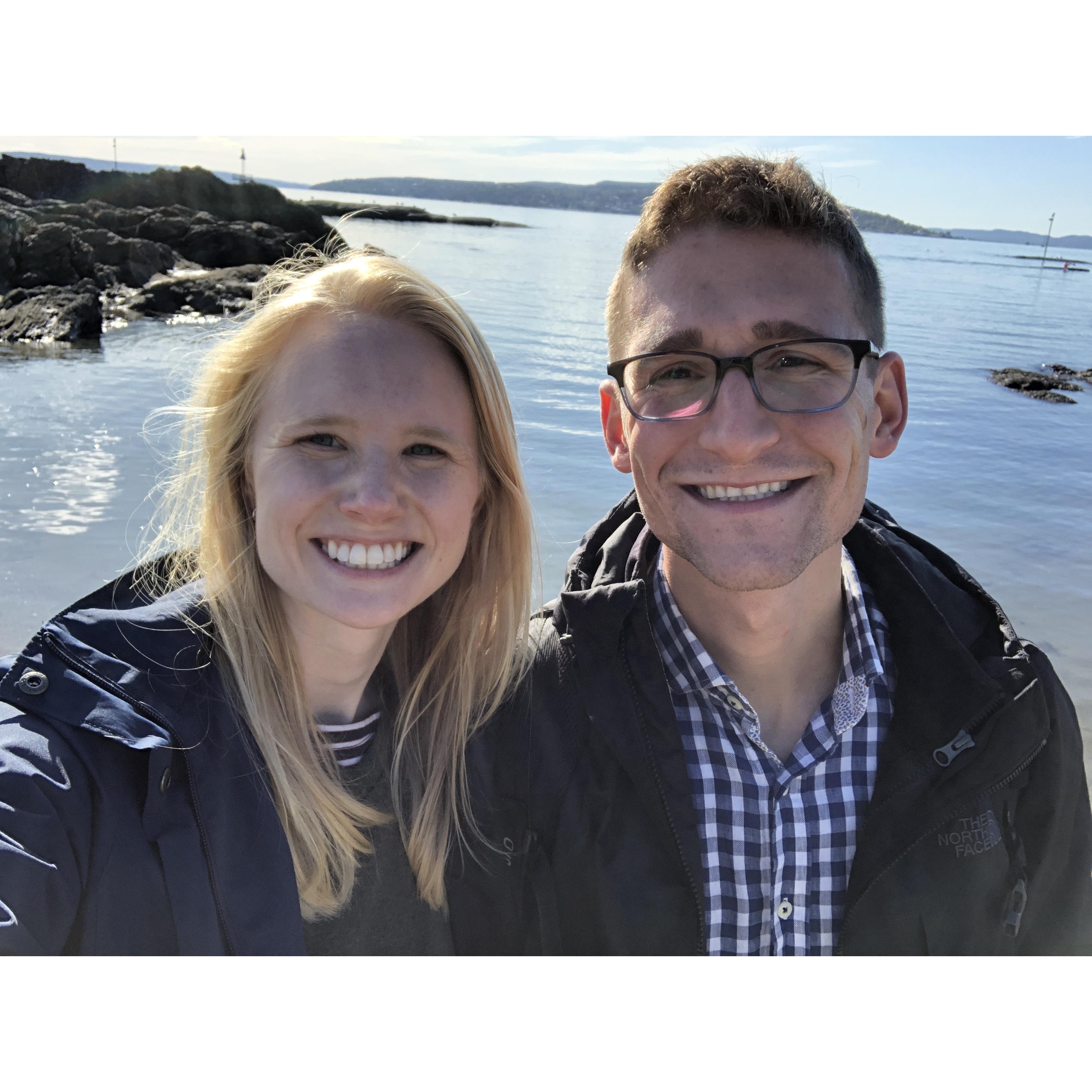 In Oslo during our seventh anniversary trip to Norway in 2019 - our first big trip after getting engaged!