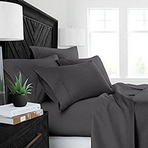 Egyptian Luxury Hotel Collection 4-Piece Bed Sheet Set - Deep Pockets, Wrinkle and Fade Resistant, Hypoallergenic Sheet and Pillow Case Set  - Queen, Gray