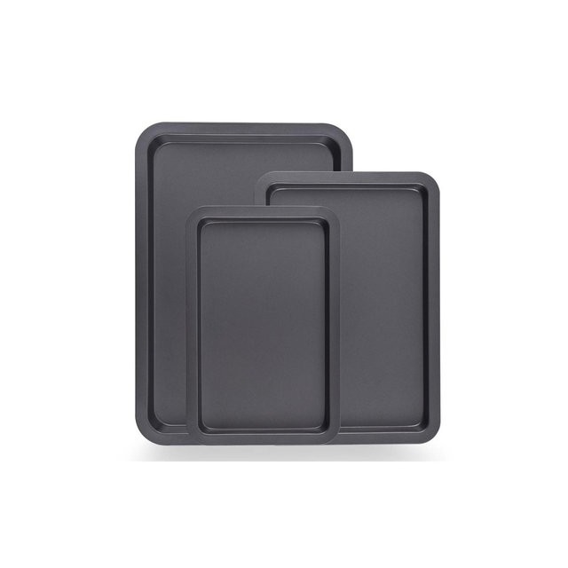 NutriChef 3-Pc. Nonstick Cookie Sheet Pans - PFOAm PFOSm PTFE-Free, Professional Quality Kitchen Cooking Non-Stick Baking Trays w/ Black Coating
