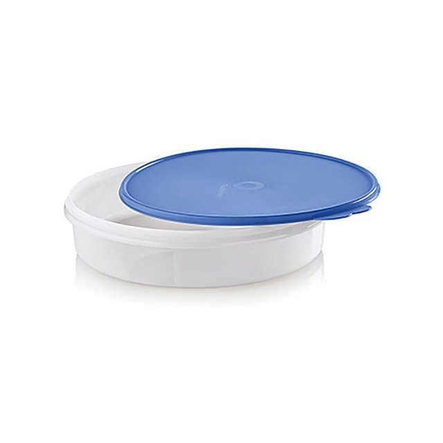 Tupperware 12" Round Pie Taker / Cake Server / Cupcake Courier / Cookie Storage Container with Sapphire Blue Seal