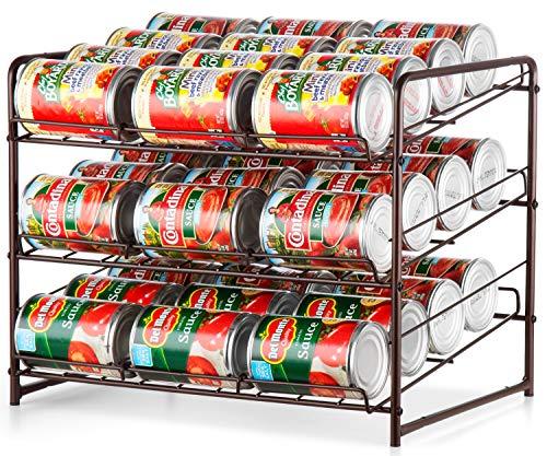 Bextsware 3 Tier Can Rack, Stackable and Adjustable Multi-Function Cabinet Basket Organizer,Bronze