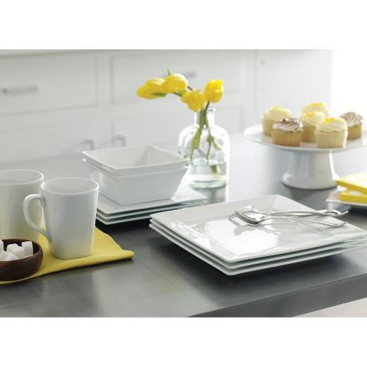 Square Rim 16pc Dinnerware Set White - Threshold™