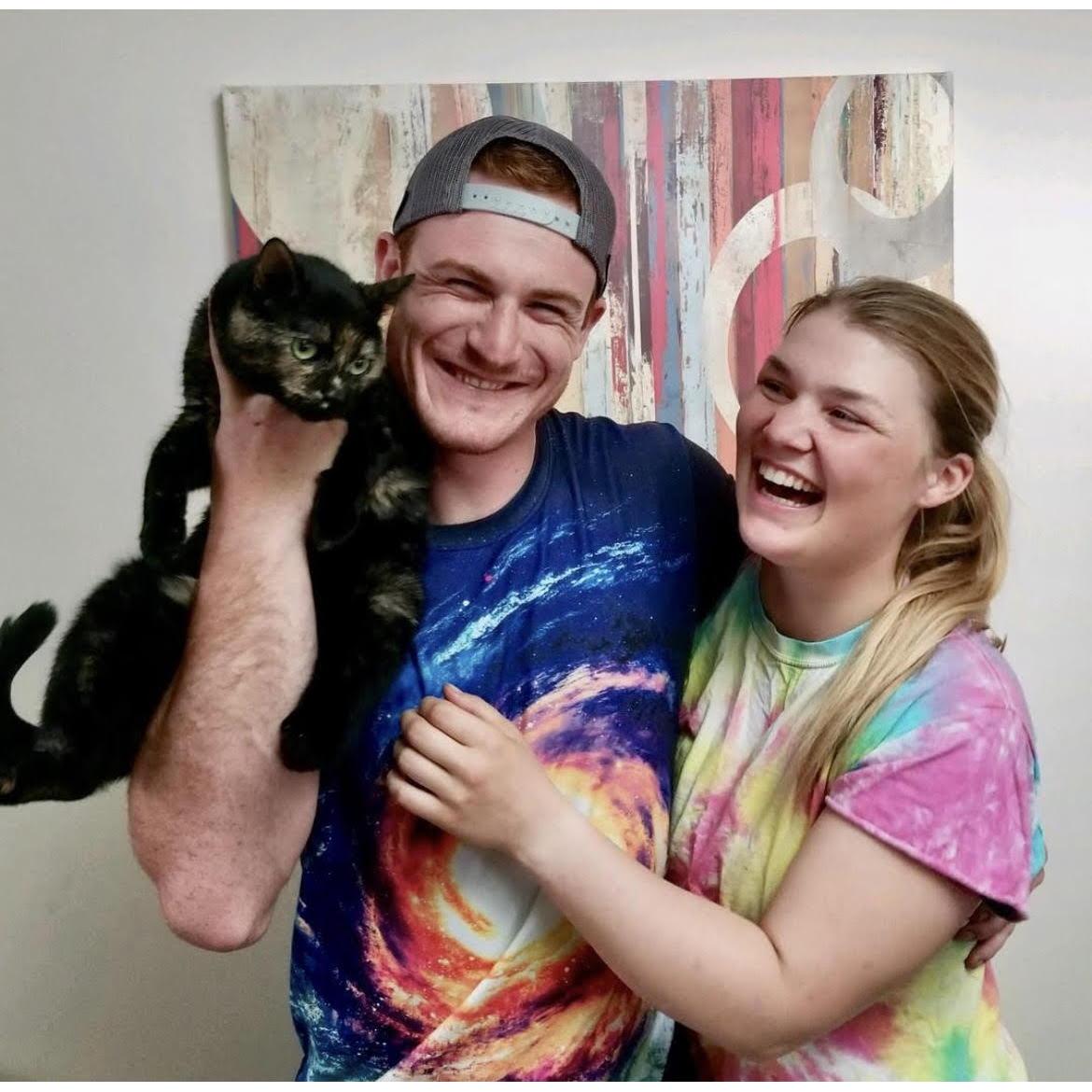 2018 at home with our cat Cleopatra aka "Chicken"