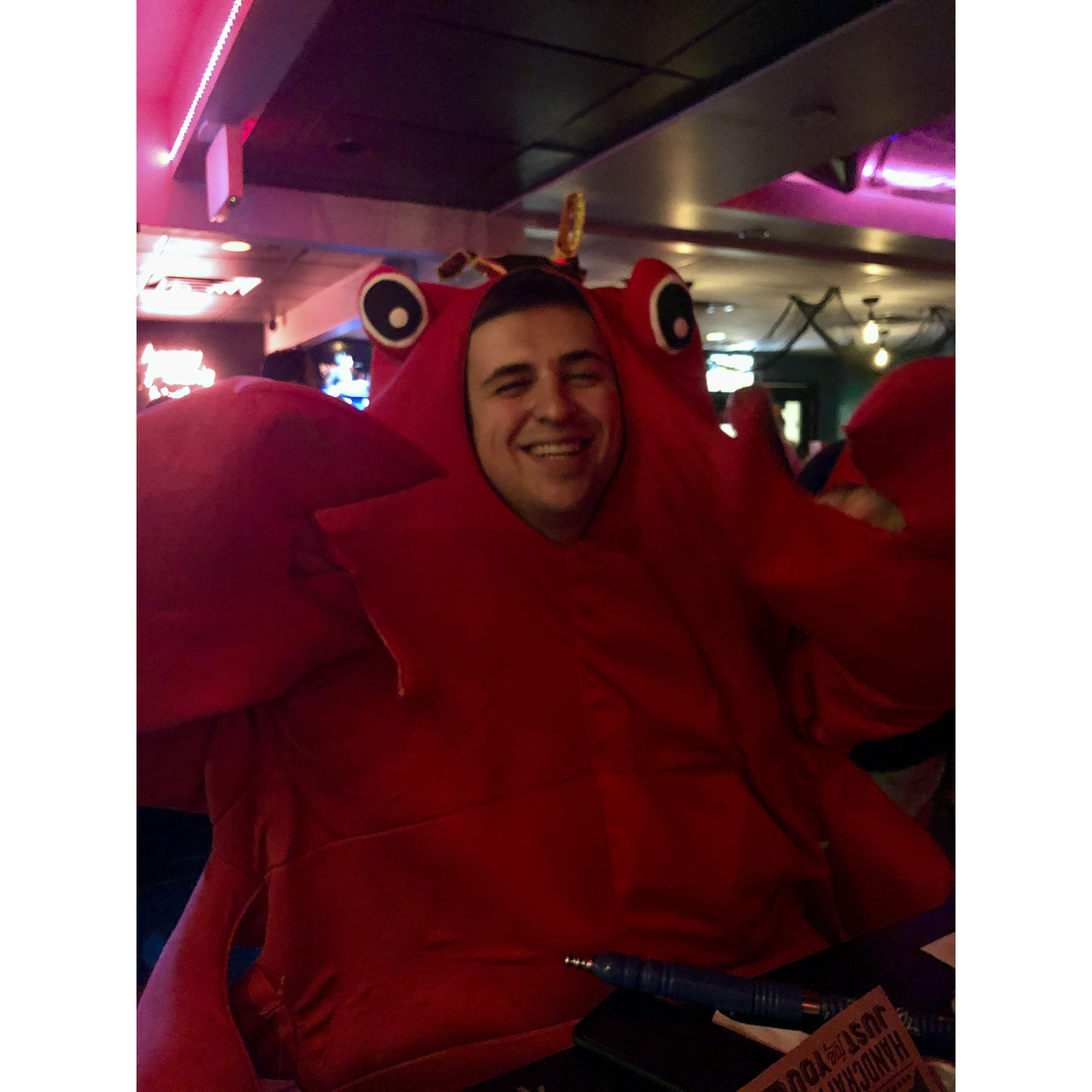 2019 -  J won not 1, not 2, but 3 costume contests... thanks to T nabbing this sweet number from the UD Reslife office.