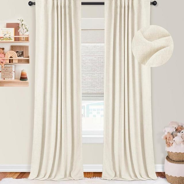 zeerobee Cream Blackout Curtains 108 inches Long 2 Panels Set, 100% Blackout Curtains for Bedroom 108 inches Long, Back Tab/Rod Pocket Thermal Insulated Curtains for Nursery - Cream, W50 X L108