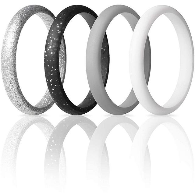 ThunderFit Women's Thin and Stackable - Silicone Rings Wedding Bands 2.5mm Width - 2mm Thick