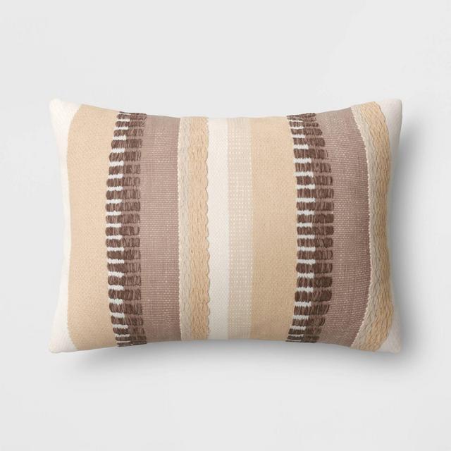Ombre Striped Lumbar Throw Pillow Neutral - Threshold™