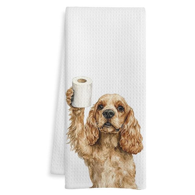 WOTYPU Funny Cocker Spaniel Gifts Bathroom Hand Towels, Cocker Spaniel Dog Lovers Gifts Decorative Hand Towels for Kids Guest Bathroom Washroom Half Bath, 16X24 Inch