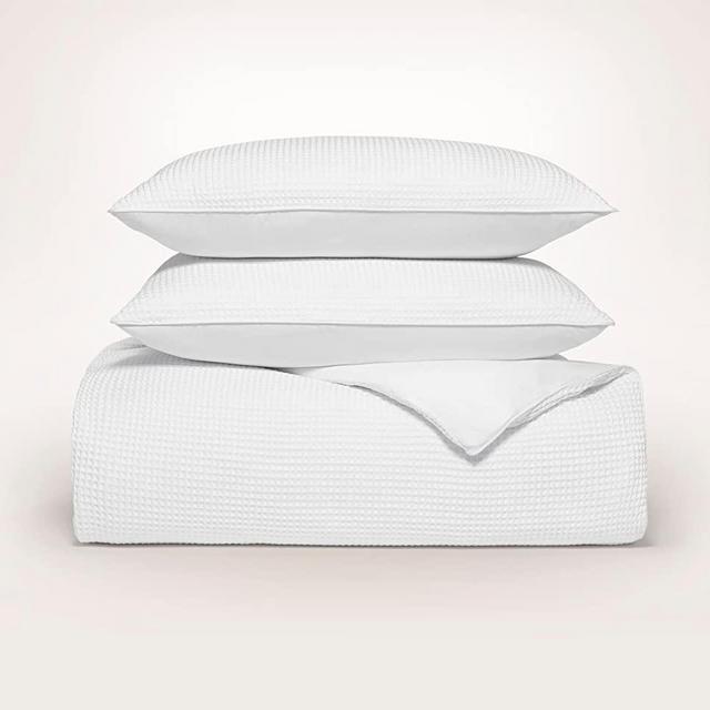 BOLL & BRANCH Waffle Duvet Set - White, King/Cal King