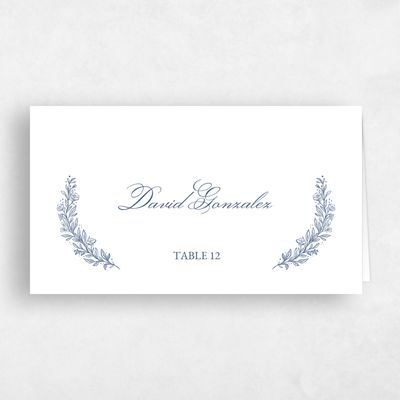 Dark Cobalt, Blue Wedding Place Card - Oakdale