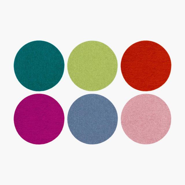 Bierfilzl Merino Wool Felt Round Coaster Multi 6 Pack