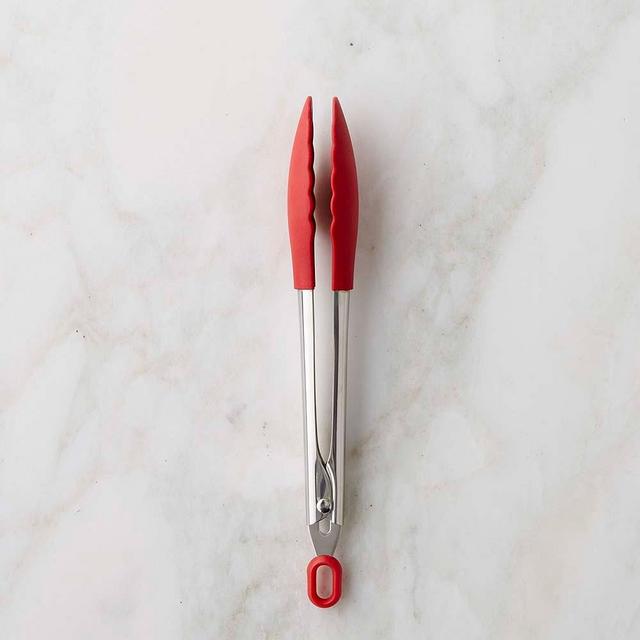 Williams Sonoma Stainless-Steel Silicone Tongs, 6", Red