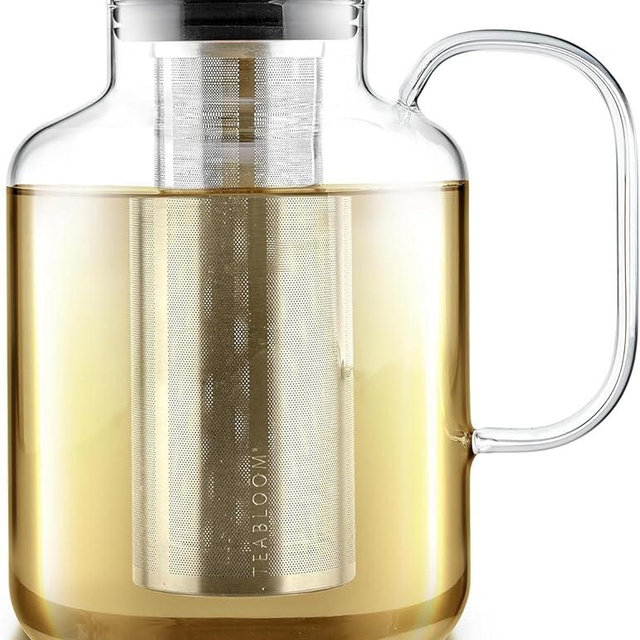 Teabloom 100% Plastic-Free Extra-Large Multi-Brew Borosilicate Glass Teapot + Kettle + Pitcher – Steep and Serve Hot Tea, Iced Tea, Cold Brew Tea and Fruit Infused Water – Legacy Tea Maker