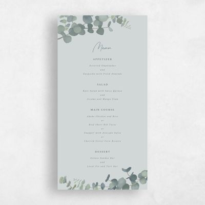 Blue Sage Mist Wedding Menu - Verde