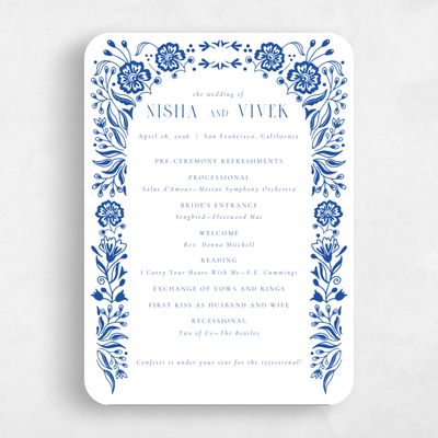 Blue Rounded Wedding Program - Calliope
