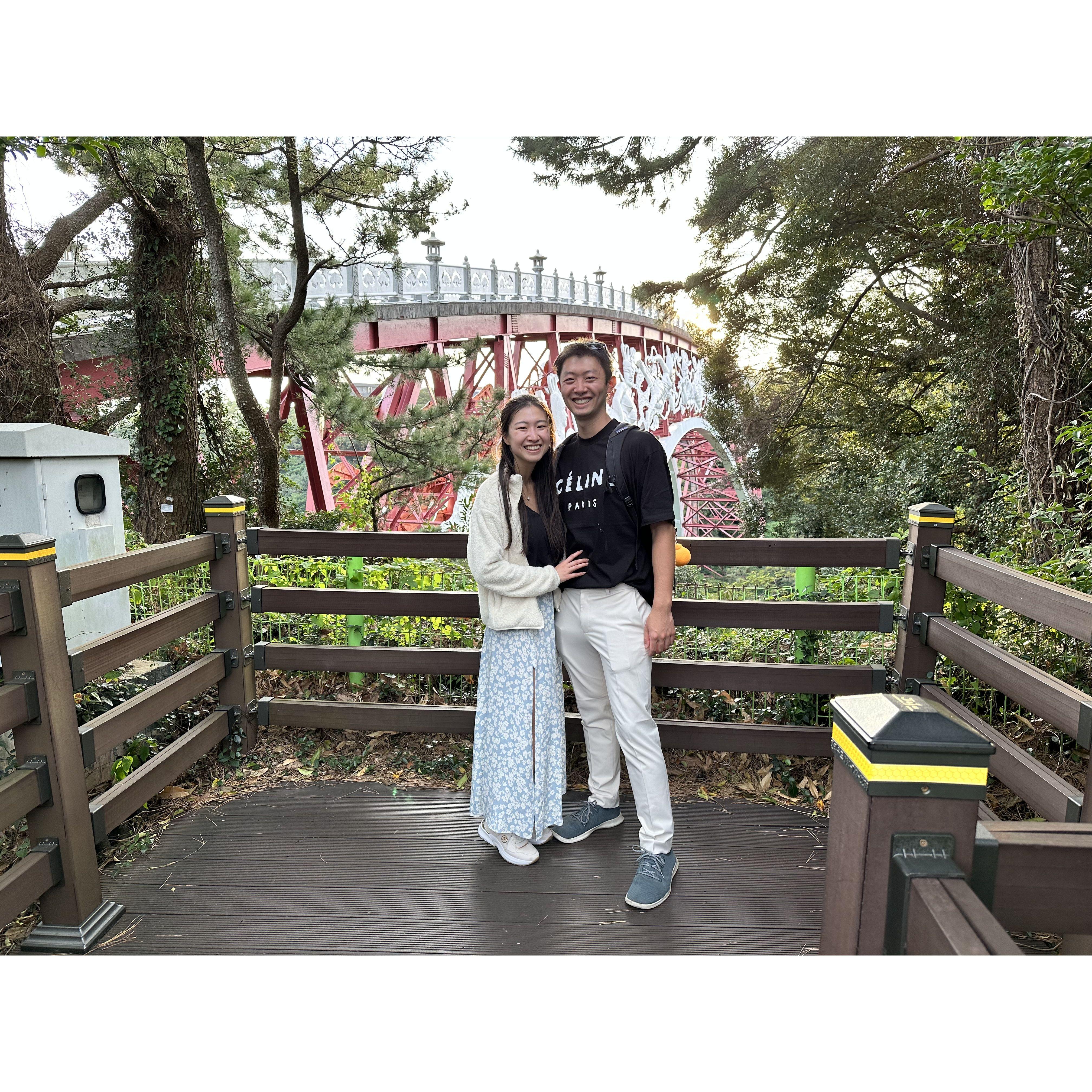 October 2022, Cheonjiyeon Falls Jeju - We thought it was just 1 fall...not 3...with a hike between each fall...Needless to say, we definitely enjoyed our KBBQ that night!