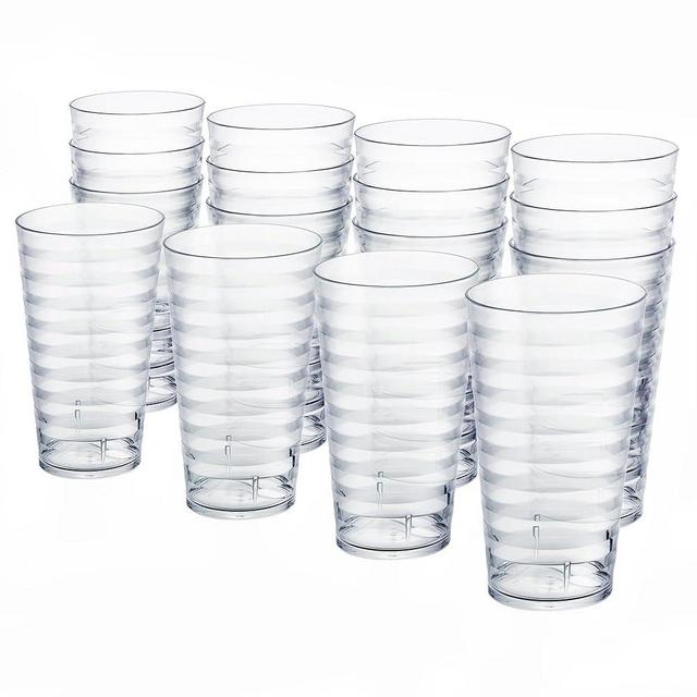 US Acrylic Splash [Set of 16] 18 ounce Plastic Stackable Clear Water Tumblers, Value Set of Drinking Cups, Reusable, BPA-free, Made in the USA, Top-rack Dishwasher Safe