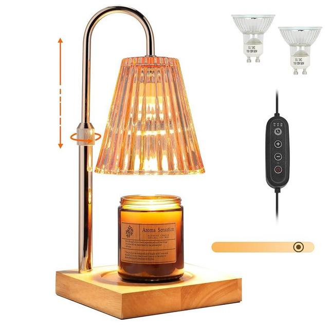 Holulo Candle Warmer Lamp,Electric Candle Lamp Warmer with Timer & Dimmer,Height Adjustable, Fits Large Small Jar Scented Candle Warming Lamp with 2 Bulbs,for Bedroom Home Decor
