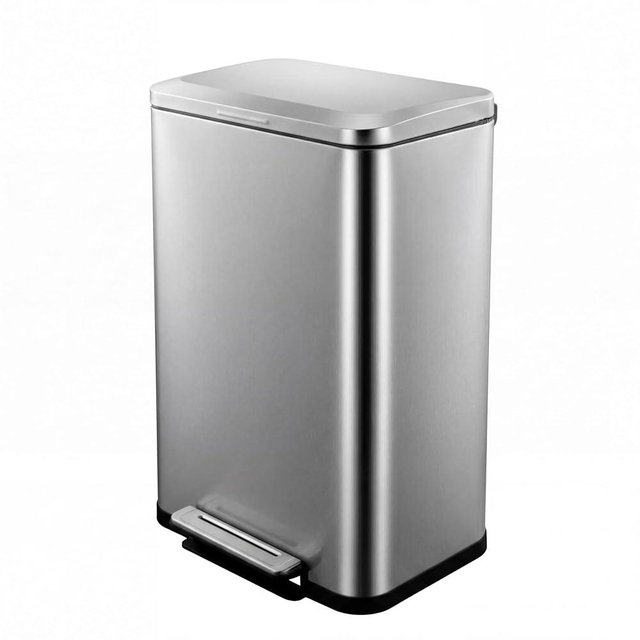 IDEALHOUSE Hands-Free Pedal Kitchen Trash Can – 13 Gallon Stainless Steel Garbage Bin with Lid, Rectangular, Soft Close, Removable Inner Bucket, Fingerprint-Resistant, for Home, Office