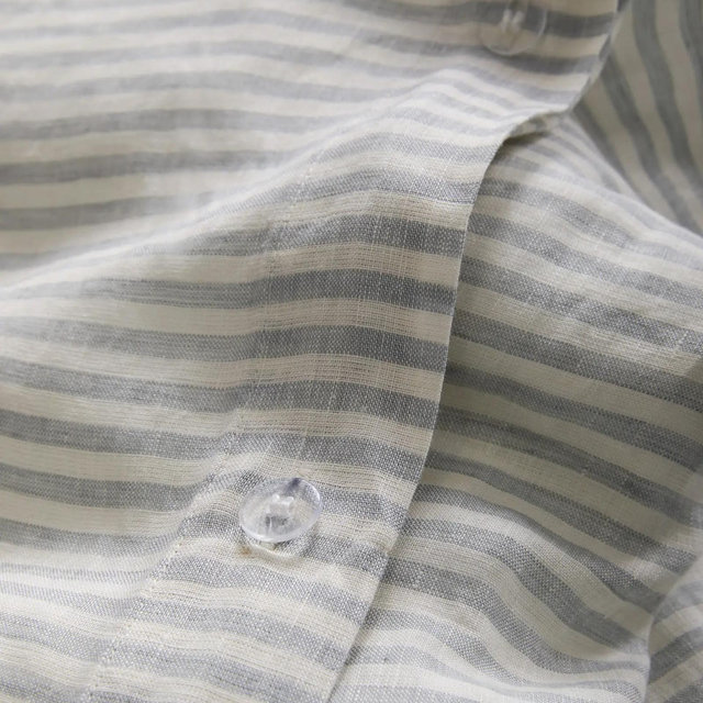 European Linen Stripe Duvet Cover Set - Mist/White Stripe, King/Cal King