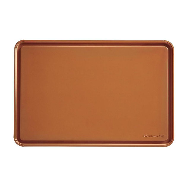 KitchenAid Classic Plastic Cutting Board with Perimeter Trench and Non Slip Edges, Dishwasher Safe, 12 x 18 inch, Scorched Orange