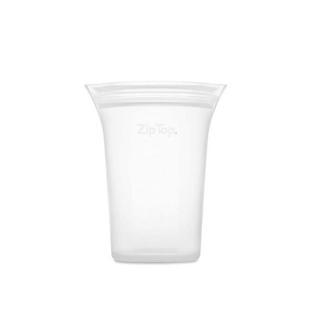 Zip Top Reusable 100% Platinum Silicone Containers - Medium Cup - Frost