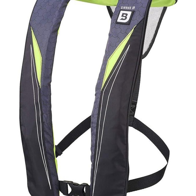 BLUESTORM Cirrus26 Inflatable PFD Life Jackets for Adults | US Coast Guard Approved Automatic Life Vest w/Manual Override Convertibility (Hi Vis Green)