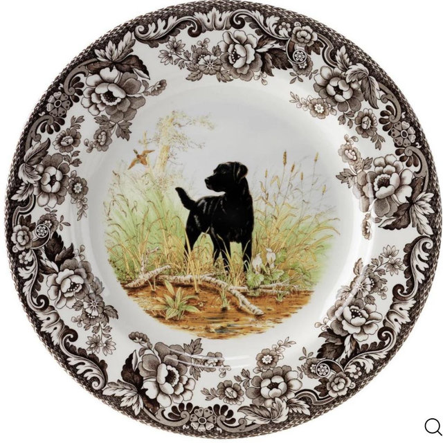 Spode Woodland Hunting Dog 8" Salad Plate (Black Lab)