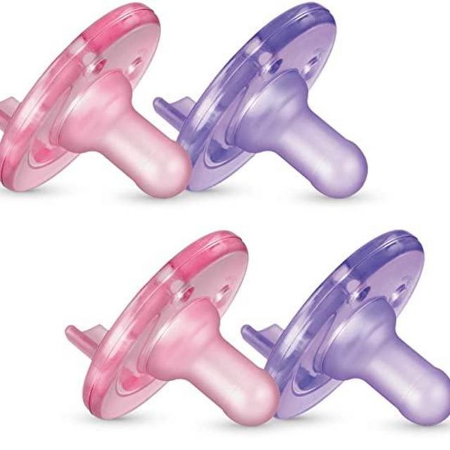 Philips AVENT Soothie Pacifier, 0-3 Months, Pink/Purple, 4 Pack, SCF190/42