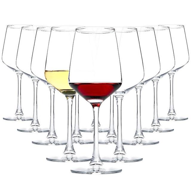 HAKEEMI Red/White Wine Glasses Set of 12, 12 oz Clear Wine Glasses with Stem, Dishwasher Safe