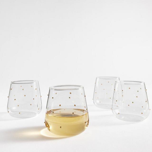 Confetti Celebration Stemless Wine Glasses, Set of 4 - Gold