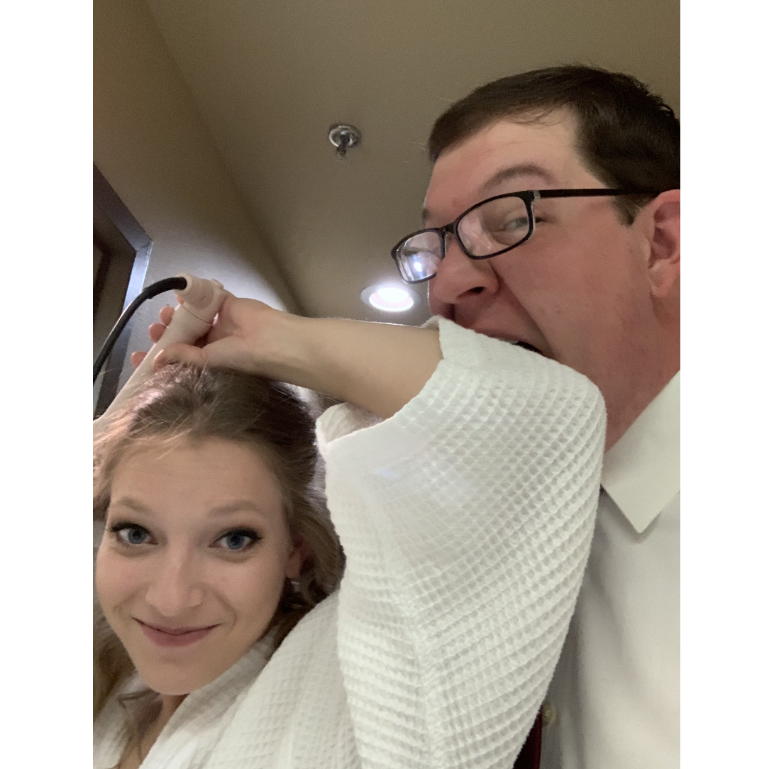 Getting ready for Brad & Erin's wedding, fall 2019