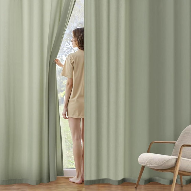 MIULEE Sage Green Privacy Sheer Curtains That Let Light in 84 Inches Long Non-See-Through Semi Sheer Curtain Light Filtering Window Curtains Drapes for Living Room Bedroom 2 Panels Set