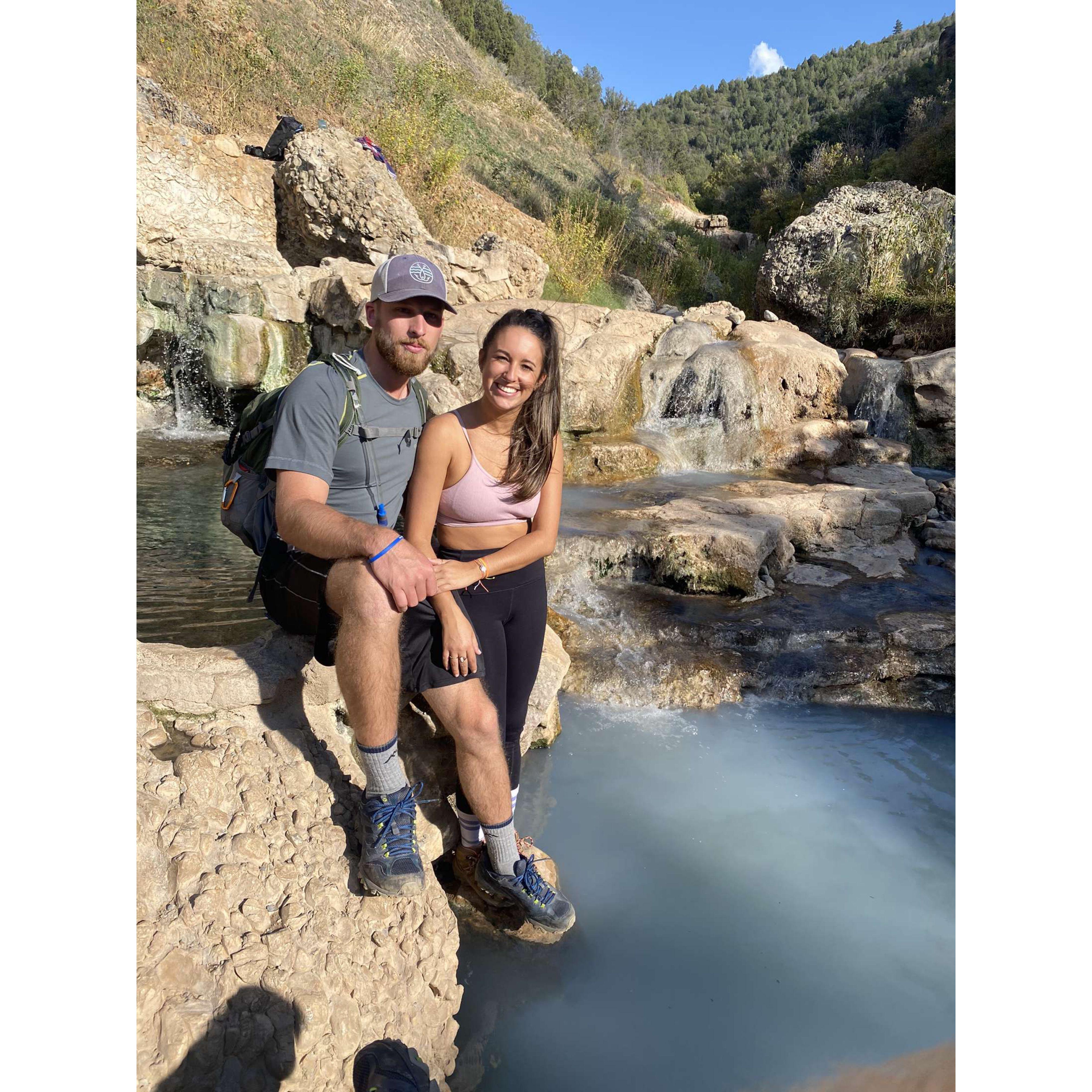 On a hike in Utah in the hot springs!
