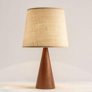 Walnut Table Lamp with Natural Linen Shade