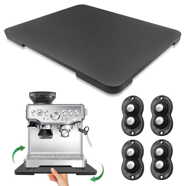 Appliance Slider 360° Rolling Tray for Coffee Maker Bamboo Coffee Pot Slider Tray for Countertop Rotation Sliding Tray with Wheels, Kitchen Appliances Mat Easily from Under The Cabinet (12.79"×15.75")